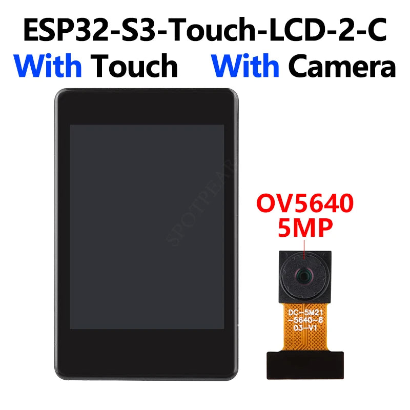 Waveshare ESP32-S3 2inch Capacitive Touch Display IPS 240×320 Camera Touch Option Supports WiFi Bluetooth Development Board