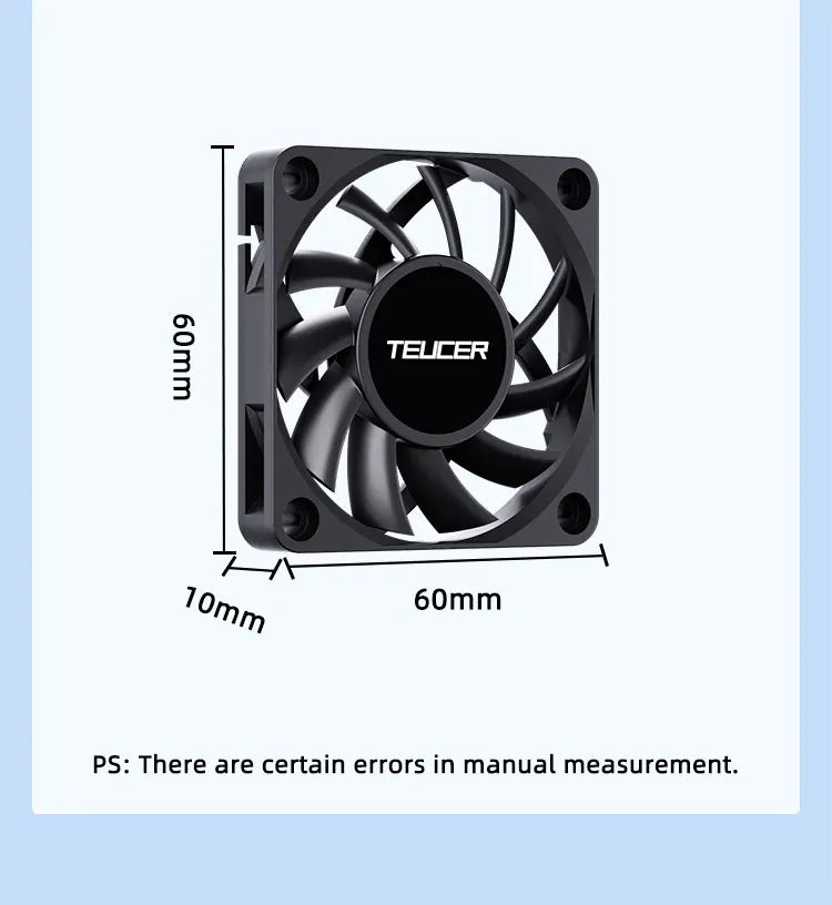 TEUCER UT-60 Slim 60mm PC Case Fan 3500RPM High Airflow CPU Cooler 6/7CM Ultra-thin Cooling Fan