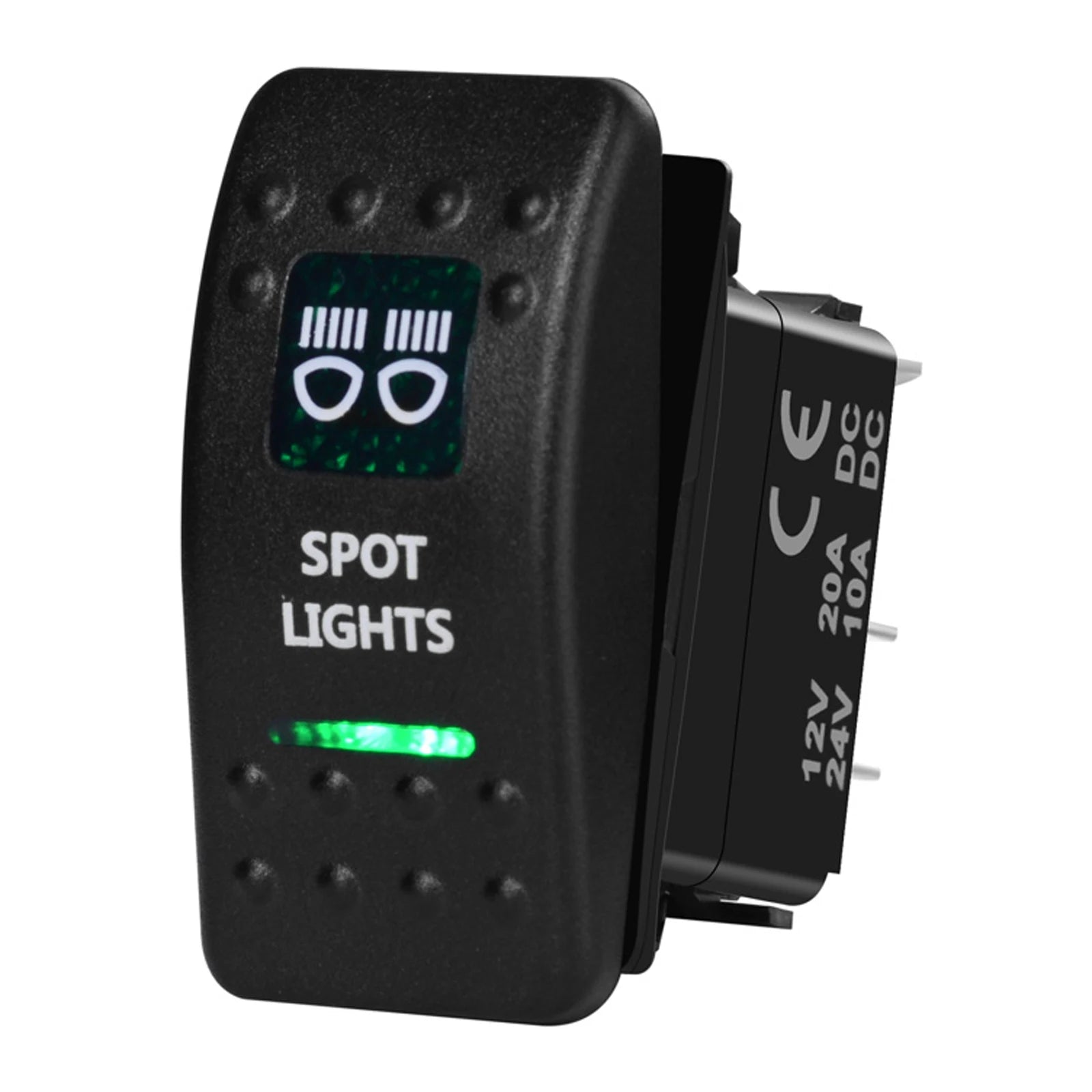 12V/24V Marine Rocker Switch Green LED SPST ON-OFF & DPDT ON-OFF-ON Momentary Toggle for 4x4 Off-Road RZR ATV ARB Carling Style