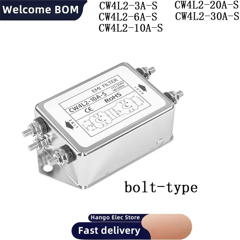 Single-phase two-stage 220V power supply filter anti-interference CW4L2 3A/6A/10A-T/S 30A-SR rail type 20A bipolar filter