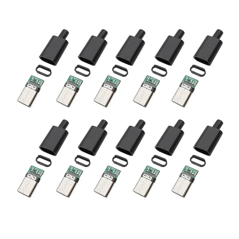 10Pcs Type-C USB 3.1 24 Pin Male Plug Welding Type Connector Jack Tail Terminals Type C Data Cable Interface Accessories Repair