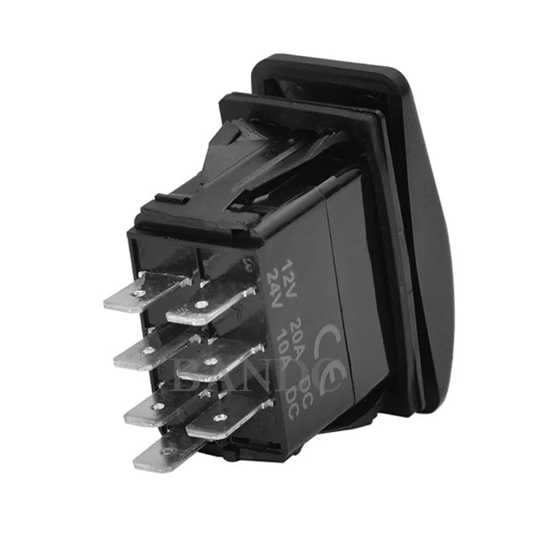 Blue Led Winch IN OUT Momentary Rocker Switch 7 Pin (ON)-OFF-(ON) DPDT Reverse Polarity 3 Way Toggle Switch for Car UTV ATV RV