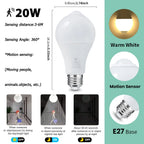 4PCS 20W 18W 15W 12W 9W 6WLampada LED E27 Radar Motion Sensor Light Bulb 189-265V Infrared Detection Smart Lamp Working in Night
