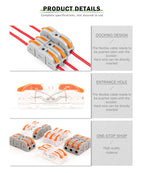 25/50/100PCS Lever Wire Connector 2 Pin 1 in 1 out Splicing Terminal Blocks Led Strip Lighting Home Electric Quick Connectors
