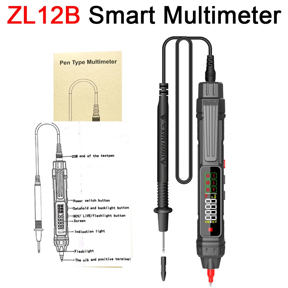 Smart Digital Multimeter 6000 Counts Non Contact High Precision Voltage Detector Pen Auto Range Capacitance OHm NCV Tester
