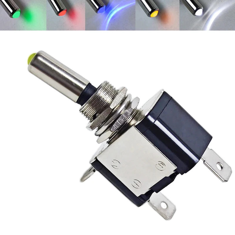 1Pcs 12V 20A Illuminated LED Toggle Switch Auto Car Boat Truck Red Blue Green Yellow White