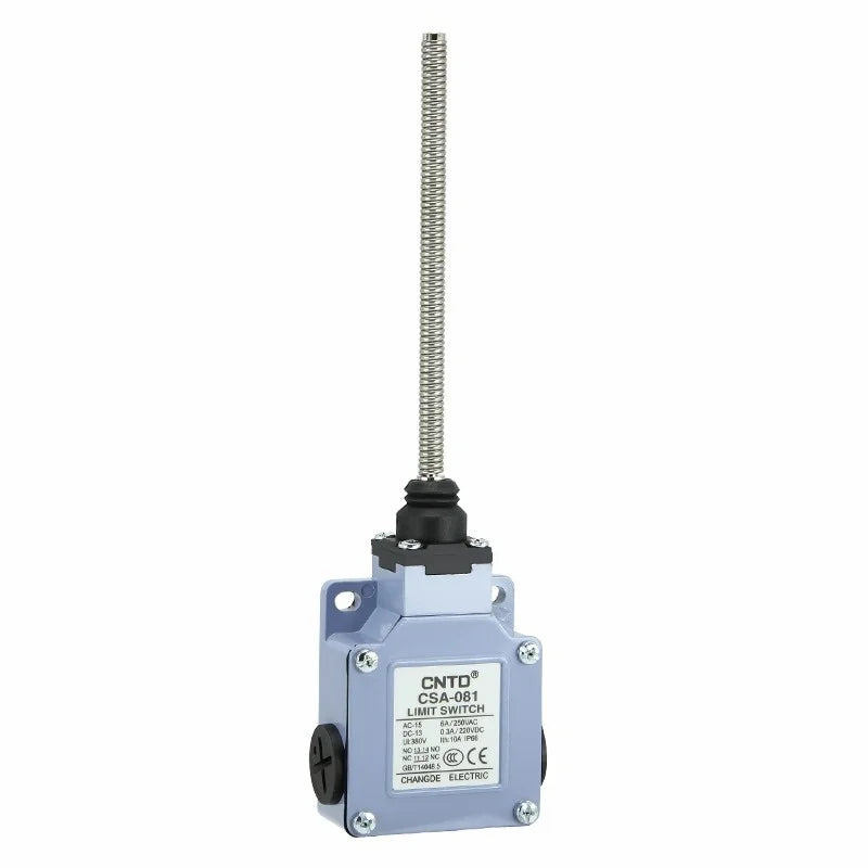Limit Switch CNTD CSA‑081 Spring Coil Cable Actuator IP66 10A 250VAC 1NO1NC Metal Housing Travel Switch for Industrial Automatio