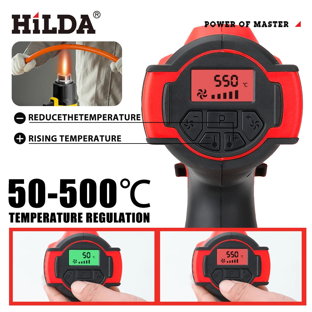 HILDA Heat Gun Cordless Hot Air Gun Handheld Electric DIY Heat Gun Temperatures Adjustable For Makita 18V Battery (No Battery)