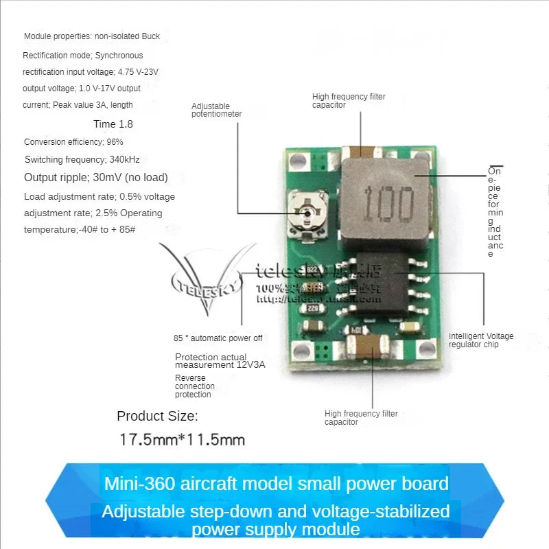 1PCS DC-DC 3A 5A Adjustable Step-down Power Module Board Voltage Stabilizing Aircraft Model MP1584EN 24V 12V 9V To 5V