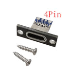 1/2/5/10Pcs USB 3.1 Type C 2/4 Pin Socket Connector Jack With Screw Fixing Plate Type-C USB Socket Adapter