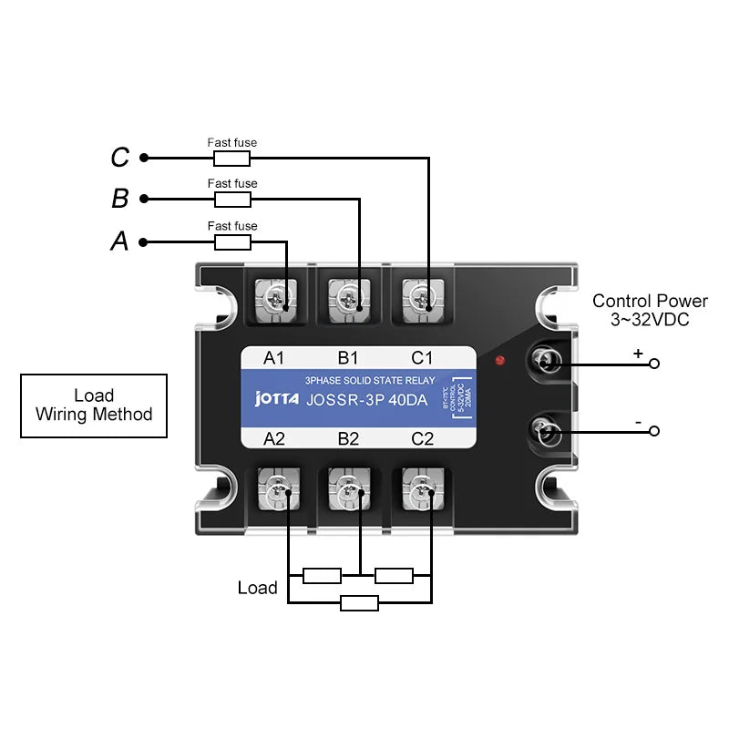 JOTTA SSR-40DA Solid State Relay DC Control AC 40A Three Phase Industrial Control Relay