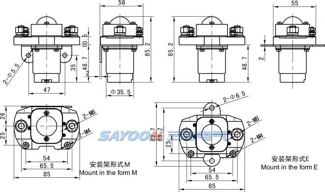 SAYOON SZJ-300A DC Contactor MZJ-300A Power Relay 12V 24V 36V 48V 60V 72V 120V for Car Batteries Electric Forklift Trucks