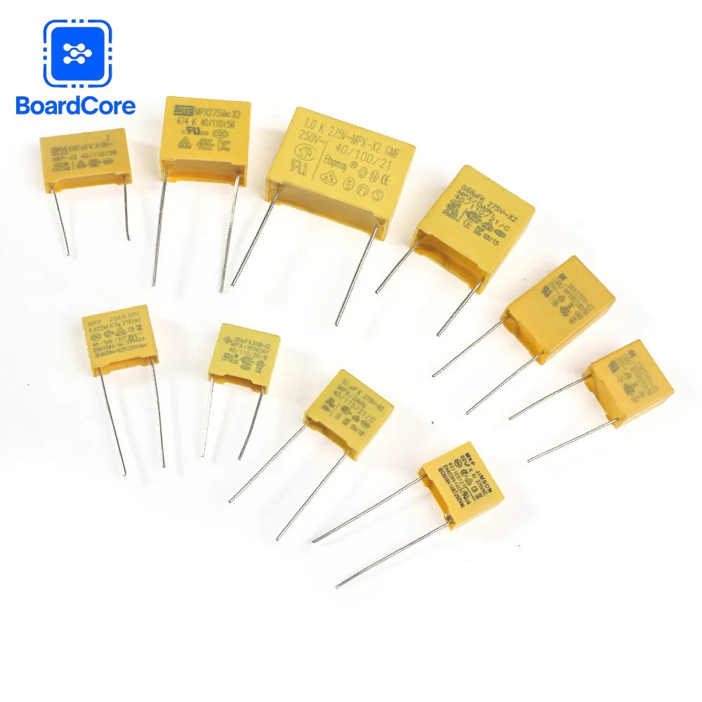 50PCS Polyester Film Capacitors Assortment Kit 102K~105K 0.047μF-1μF 275VAC X2 Safety Capacitor Assorted Pack