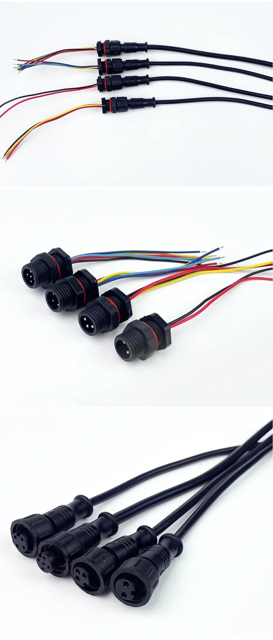 10PCS M12 IP65 Waterproof Aviation Connector Pre-wired Male Female Cable Plug 2P 3P 4P 5Pin Panel Mount Electrical Socket