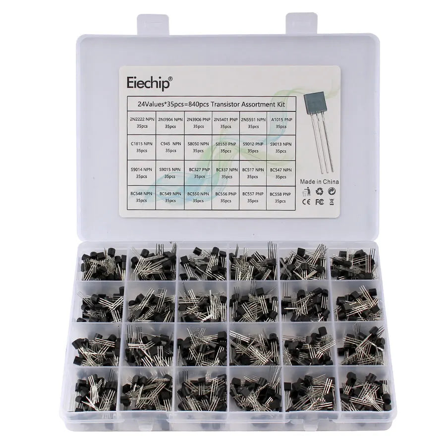 200-900PCS/BOX TO-92 Transistor Assortment Set BC547 BC327 BC337 2N2222 3904 3906 C945 PNP/NPN Transistors DIY Electronics Kit