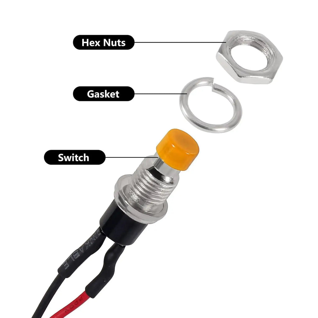 12pcs 7mm 3V-6V-12V-24V-230V/1A Prewired Mini Momentary Push Button,SPST Nomal Open ON/Off 2 Pin Round Button for Model Railway