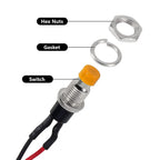 12pcs 7mm 3V-6V-12V-24V-230V/1A Prewired Mini Momentary Push Button,SPST Nomal Open ON/Off 2 Pin Round Button for Model Railway