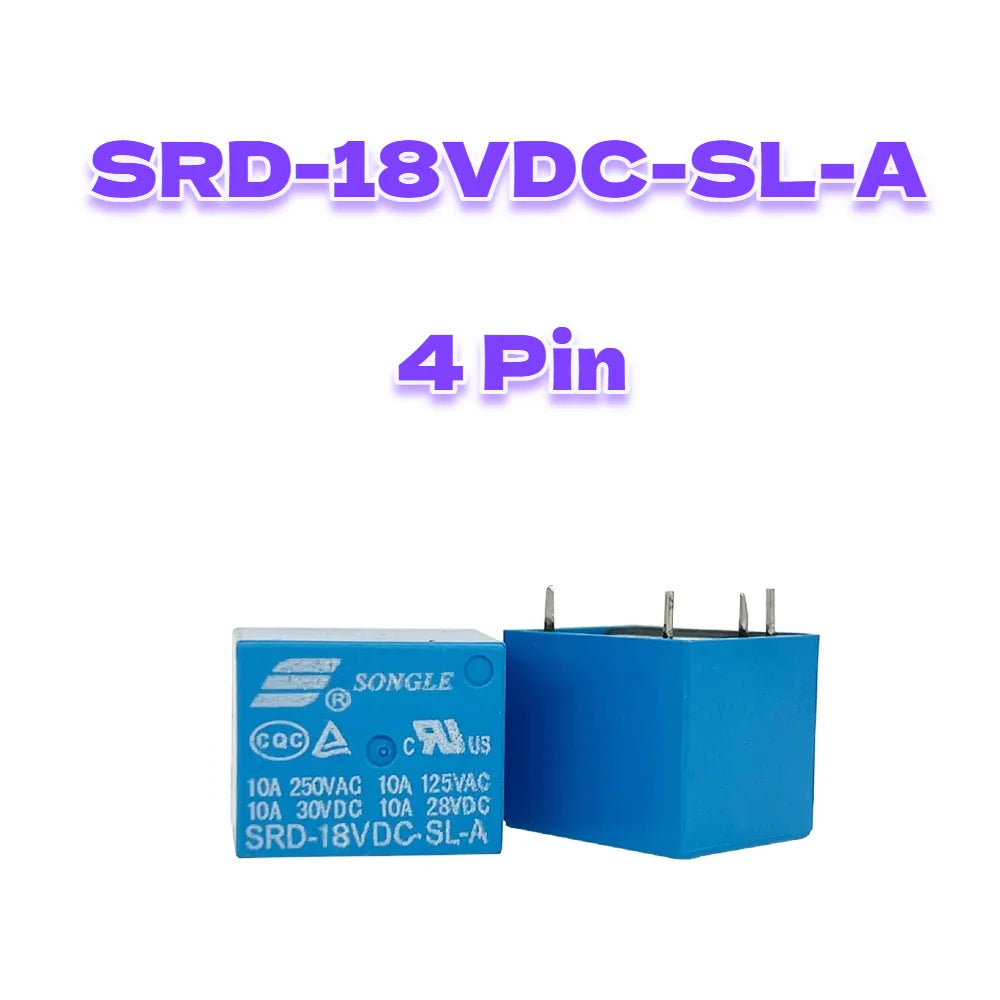 5 Pieces Power Relays SRD-03VDC 05VDC 06VDC 09VDC 12VDC 18VDC 24VDC 48VDC-SL-A SL-C T73 7A 10A 15A 4Pin 5Pin for Electronics
