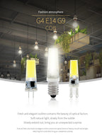 G4 LED COB Lamp E14 G9 12V 220V Dimmable 6W 9W COB LED Bulb Lampada LED Lighting Replace Halogen Spotlight Chandelier LED Lamp