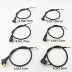 1Pcs DC Power Connector 2.5x0.7/3.5x1.35/4.0x1.7/4.8x1.7/5.5x2.1/5.5x2.5mm Male Plug Cable Right Angled 90 Degree Power Cable