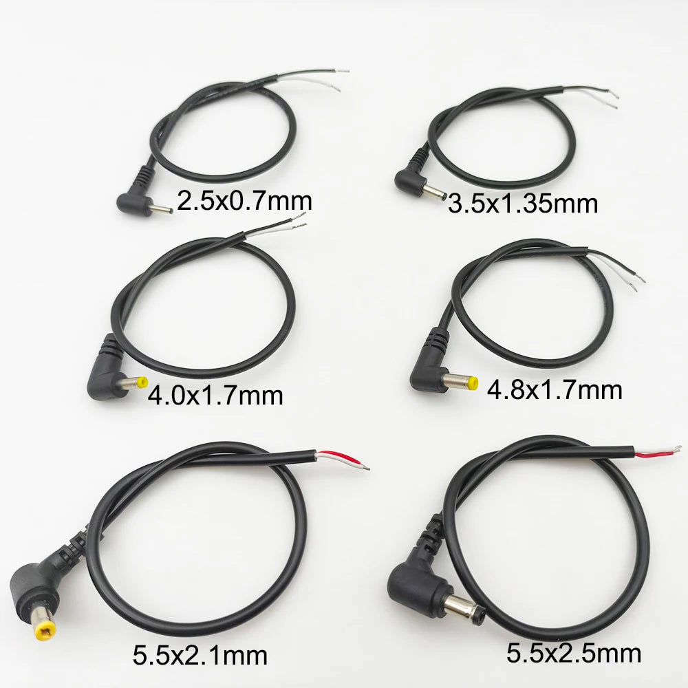 1Pcs DC Power Connector 2.5x0.7/3.5x1.35/4.0x1.7/4.8x1.7/5.5x2.1/5.5x2.5mm Male Plug Cable Right Angled 90 Degree Power Cable