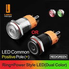 LANBOO LB16A Device Button Switch Chrome Plating/Aluminum Oxide Black/Optional 1NO1NC/5 Pin Latching/Momentary Optional