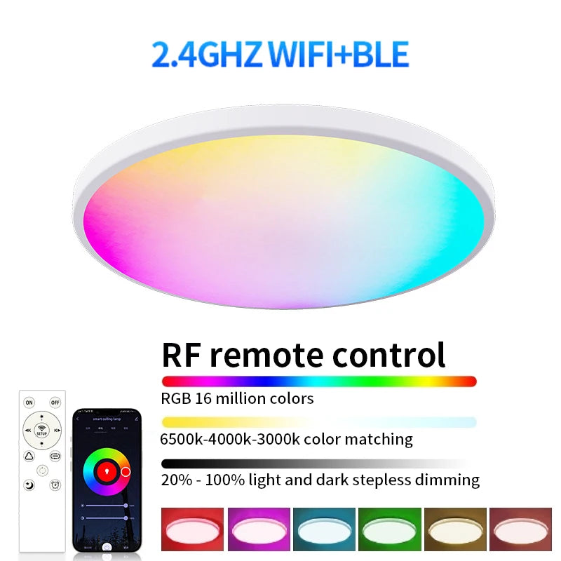 38cm RGB Smart LED Ceiling Light Dimmable Tuya APP Remote Alexa Google Voice Control Living Room Bedroom Home Decor Ceiling Lamp