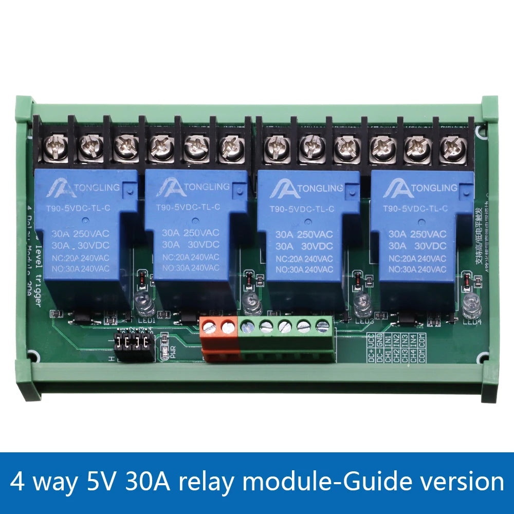 1 2 4 Channel Relay Module 30A With Optocoupler Isolation 1 Way 5V 12V 24V Supports High And low Triger Trigger