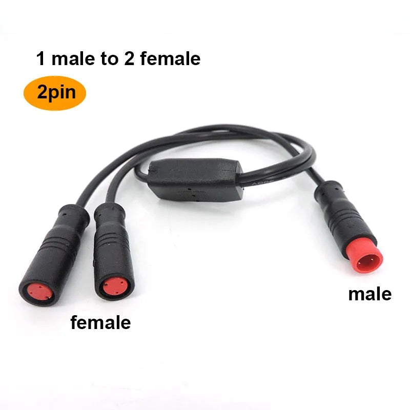 Waterproof m8 2 Pin way Y Splitter 1 male female to female male cable Splitter Connector 9mm Signal Sensor  E-bike Motor