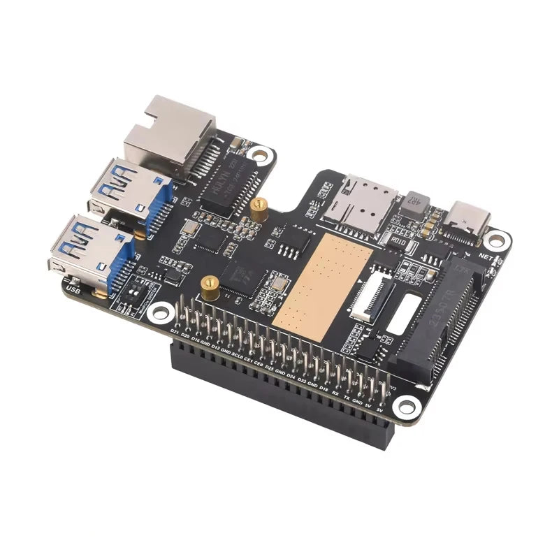 Raspberry Pi 5 PCIe to MiniPCIe 4G Gigabit Ethernet RJ45 USB HUB HAT With LTE Module SIM7600E SIM7600SA-H SIM7600G EC25-AUX EG25