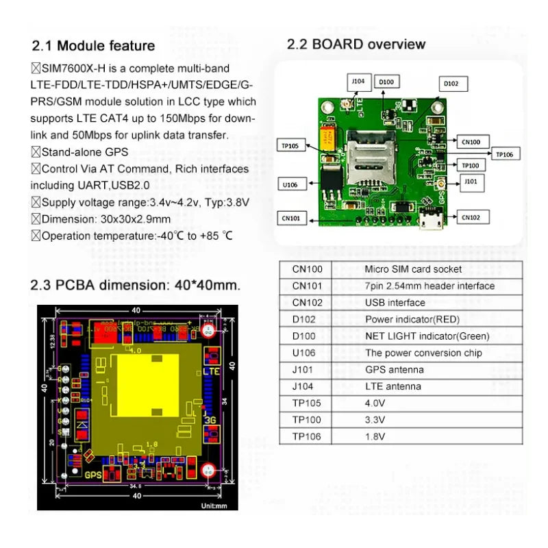 SIMcom SIM7600G SIM7600E SIM7600SA  SIM7600E-L1C  Breakout Module 1PCS