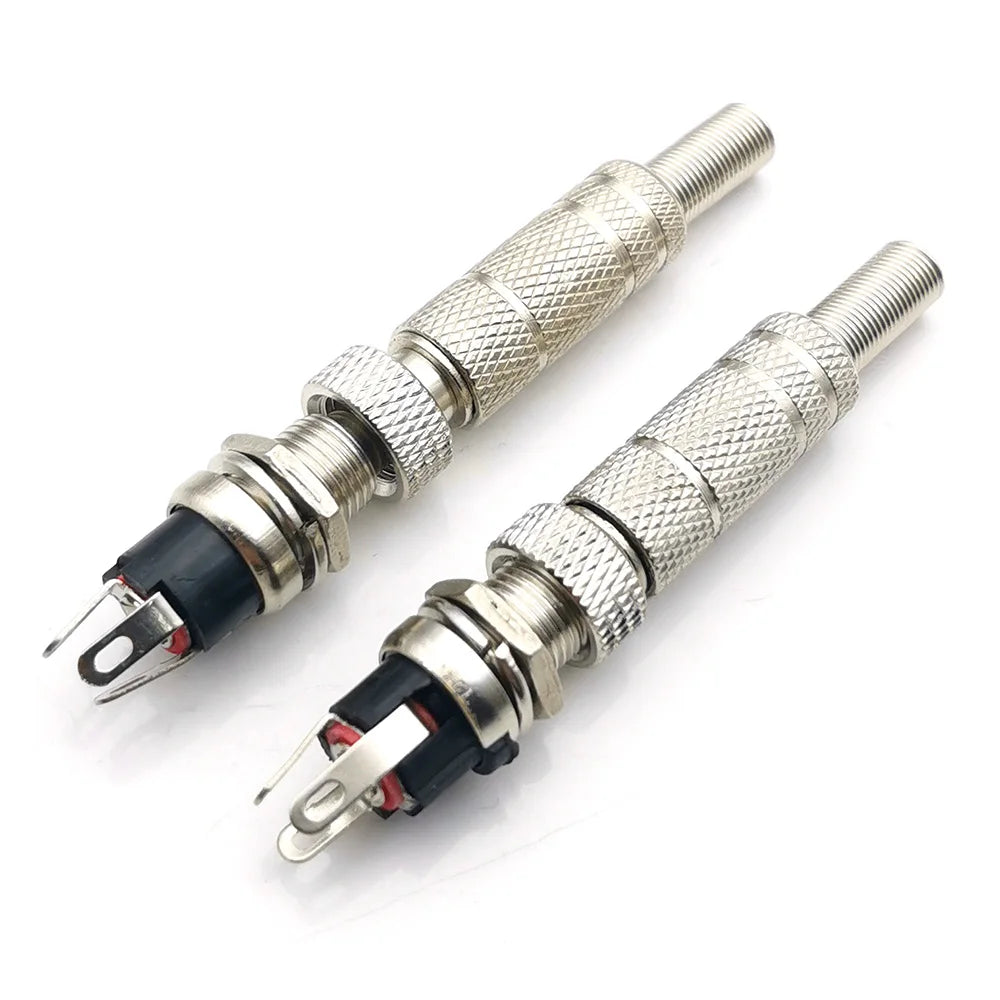 5pcs 5.5x2.5mm 5.5x2.1mm DC 12V Power Jack Male Plug Female Socket Metal Connector Adapter With Thread Lock 5.5*2.1 5.5*2.5