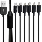 6-in-1 USB 2.0 A male to 6 * Micro USB 5-Pin Male Splitter Y-Shaped Data Charging Connector Adapter Cable 1/6 USB Charging Cable
