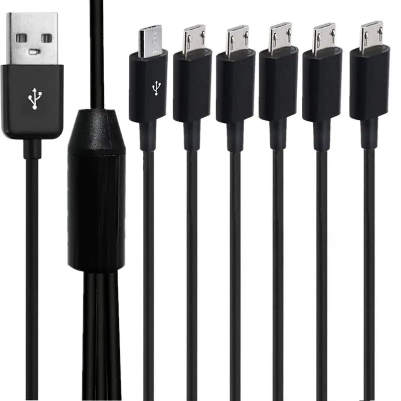 6-in-1 USB 2.0 A male to 6 * Micro USB 5-Pin Male Splitter Y-Shaped Data Charging Connector Adapter Cable 1/6 USB Charging Cable
