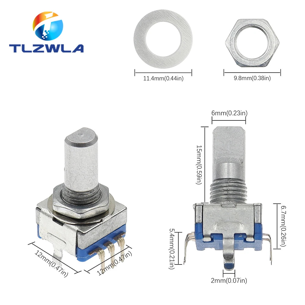 5PCS 20 Position 360 Degree Rotary Encoder EC11 5Pin Handle Long 15MM Audio Digital Potentiometer Without Switch