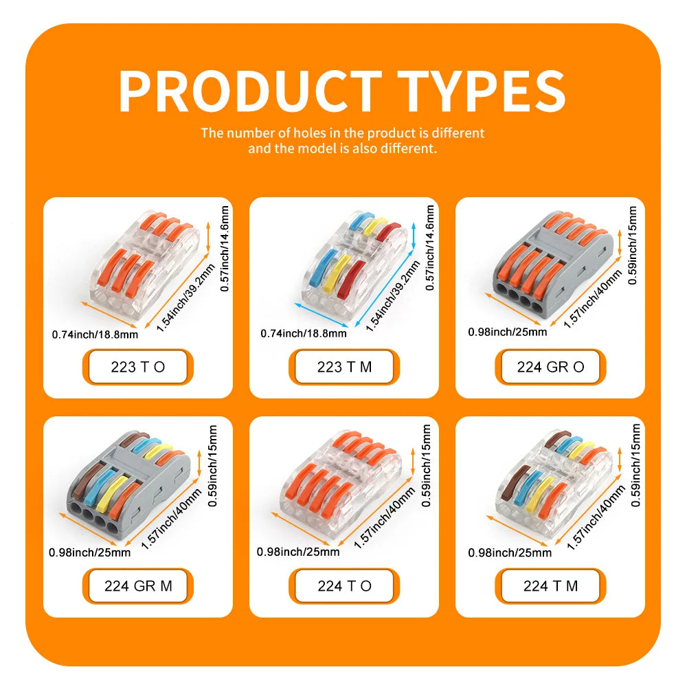 10/50Pcs Mini Fast Wiring Cable Connectors Lever 28-12 AWG Universal Lever Wire Nut Electrical Connectors Push-in Home Terminal