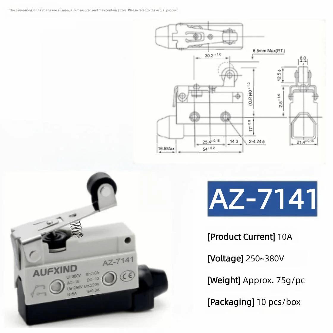 10A 250V AZ Waterproof Microswitch Travel Micro Limit Switch Small Horizontal Roller Lever AZ-7312 AZ-7311 AZ-7121 AZ-7310 TZ