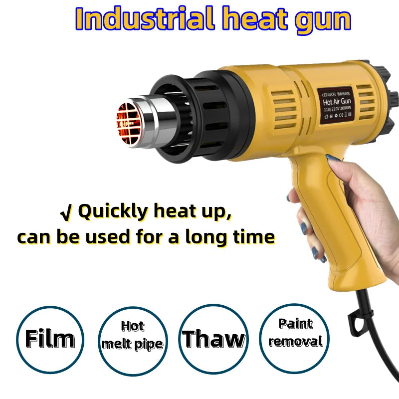2000W Hot Air Gun Mini Construction Dryers Shrink Wrapping Heat Gun 110V/220V Temperaturesa Djustable Thermal Blower & 4 Nozzles