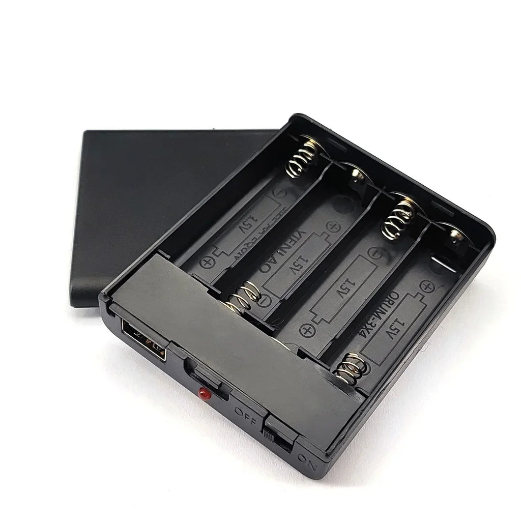 1/2PC 4XAA USB Battery Box For 5V LED Strip Lights USB Mini Power Supply Battery Box With Cover And Switch