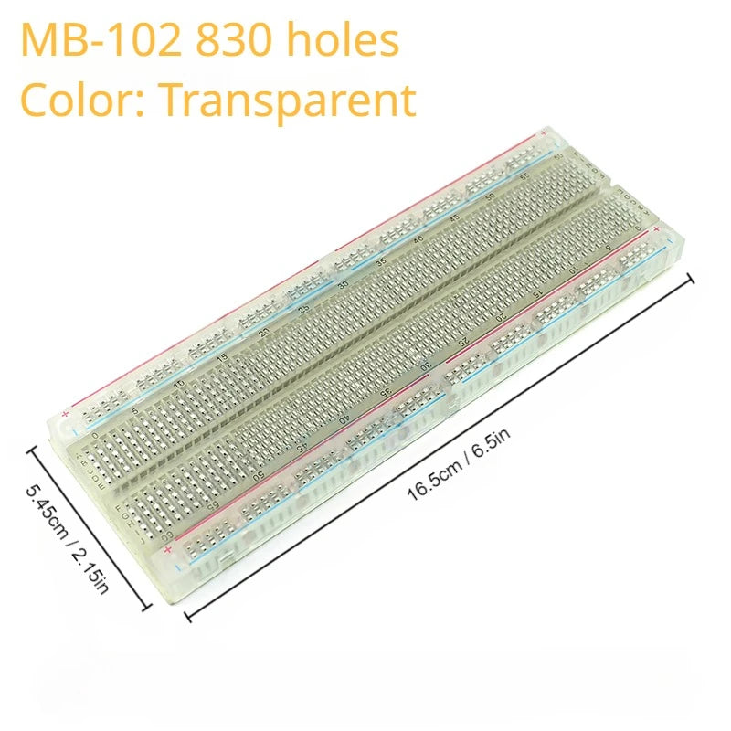 MB102 ZY-204 Solderless Breadboards: 170/400/700/750/830/1600 Plug Holes, Versatile Prototyping and Circuit Testing Boards for D
