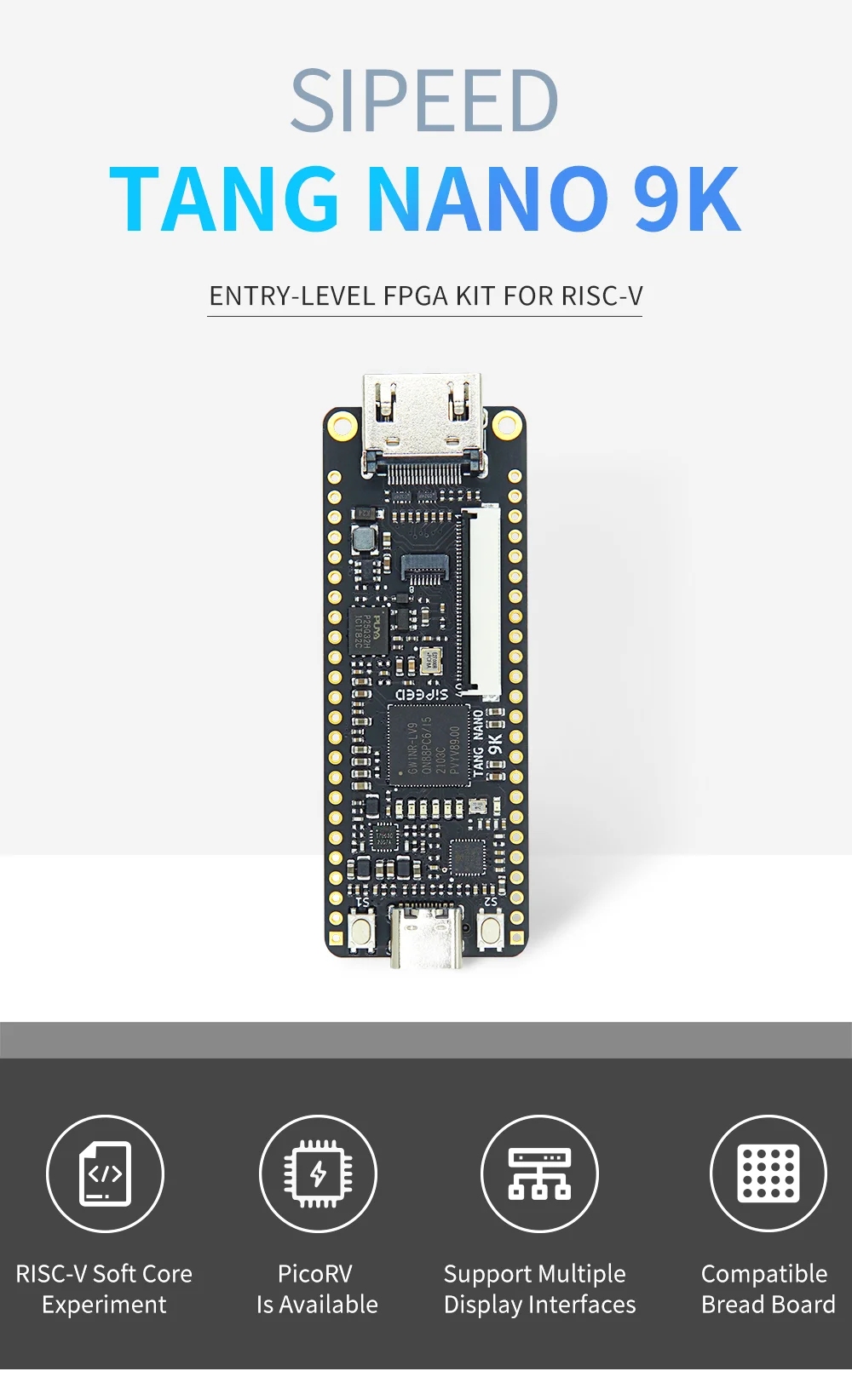 Sipeed Tang Nano 9K FPGA Development Board GOWIN GW1NR-9 RISC-V HDMI