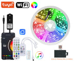 30M 12V WiFi Bluetooth RGB LED Strip Lights 5050 with Ac100-240V Adapter APP Control Music Sync Remote for Bedroom Kitchen Party