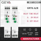 GEYA Delay Time Relay Electronic Type 10A AC230V OR AC/DC24V-240V Time Relay 24V 220V GRT6-A/B