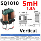 2pcs SQ Flat Copper Wire EMI Filter Inductor Vertical Common Mode Inductance Magnetic Toroidal Coil 5mH 10mH 15mH 20mH 25mH 28mH