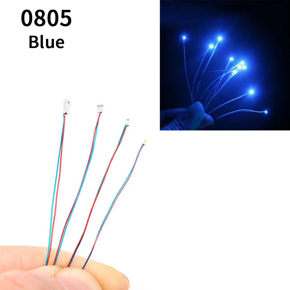 10pcs/Bag 0805 1206 SMD Lamp Wired Micro Litz Led Pre-Soldered Chip Wired 3V Railway Model Toy Light DIY Leads Wires 30cm