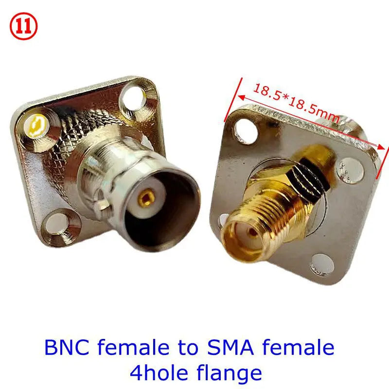 2PCS SMA To BNC Q9  Male Female Disc RF Adapter Center Flange&Bulkhead Connector 50ohm Wire Terminals Brass Nickel Plating