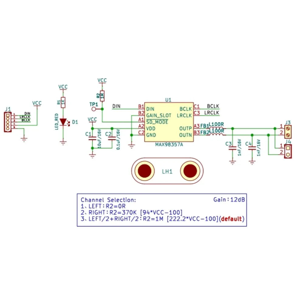 MAX98357A I2S Class D Amplifier Module 3W 5V Without Filtering 2831 Speaker for ESP32 Arduino Raspberry Pi DIY Audio Project