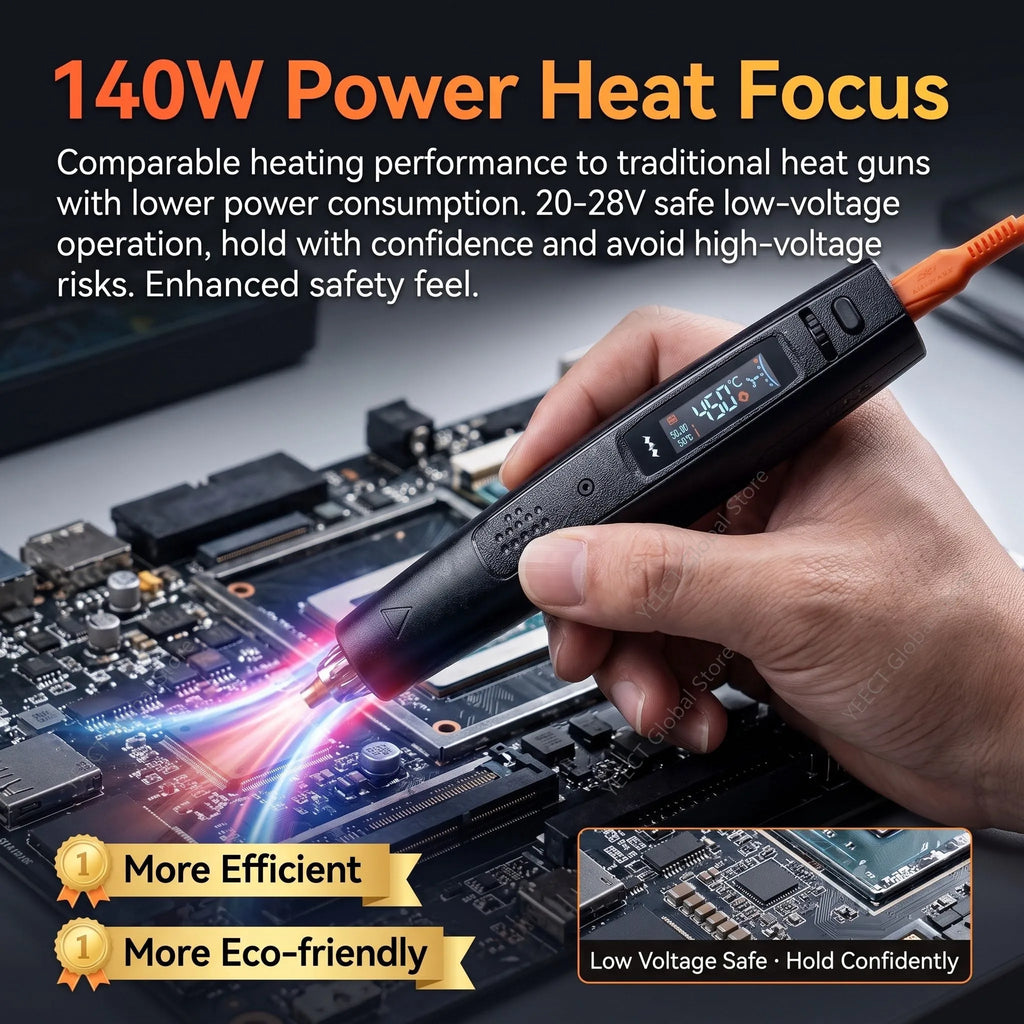 MINIWARE AirGo 140 Portable Hot Air Soldering Station 140W PD3.1 USB C BGA Desoldering Rework Tool Digital Temp Cable Box