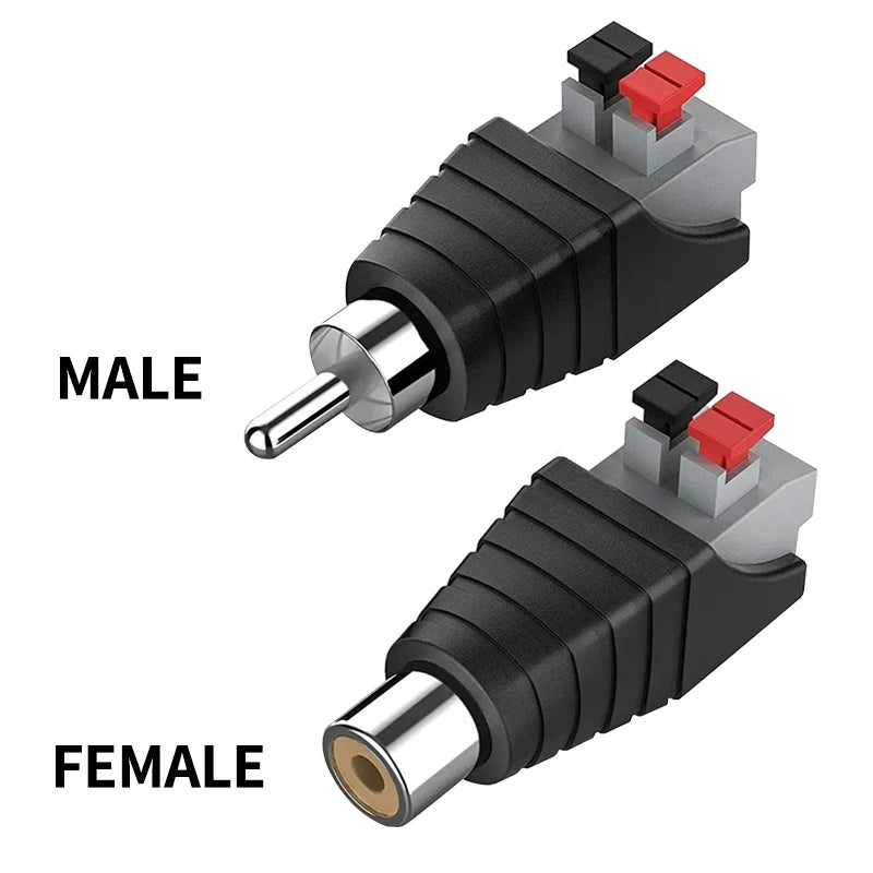 4/10/40 Pcs AV Audio Video Connector with Solderless Crimp - RCA Male/Female to Terminal Block for Speakers & Home Theater