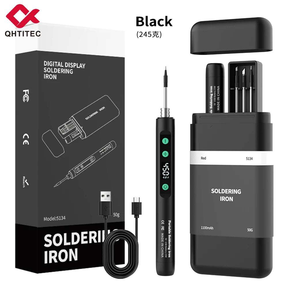 JCD Wireless Soldering Iron Portable 180-450 °C Adjustable Temperature built-in battery with 3Tip Soldering Tool Kit USB-5134